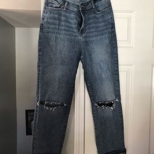 Grace & Lace premium jeans in mid-wash, cropped length,cuff taken out for length